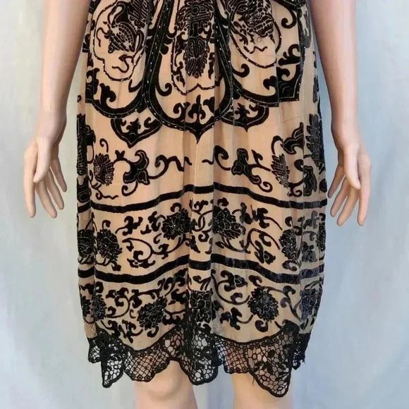 Hale Bob Flapper Velvet Silk Dress with Black Applique Size Small - Picture 3 of 9